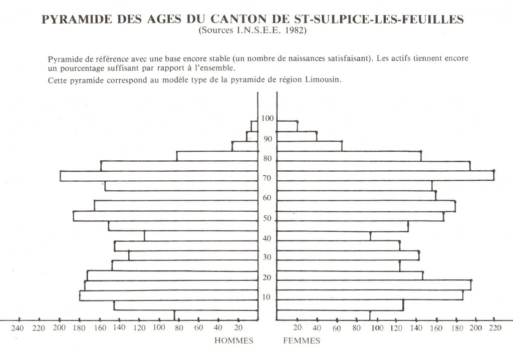 Pyramide des âges du canton de Saint-Sulpice-les-Feuilles